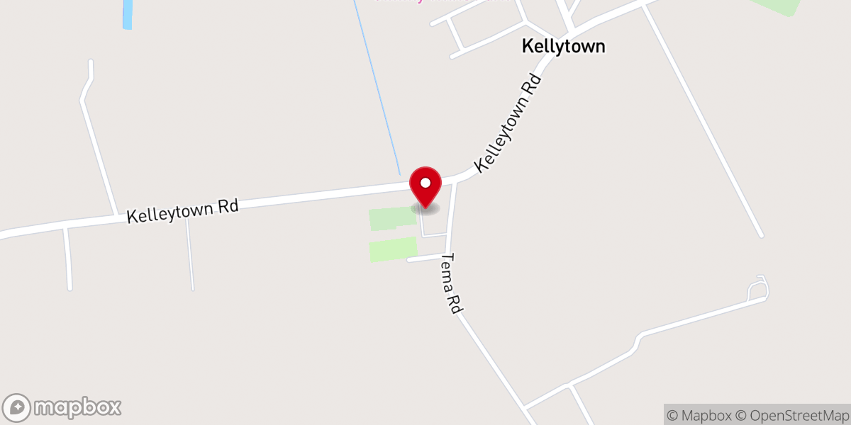 Map showing location of Kelleytown Baptist Church