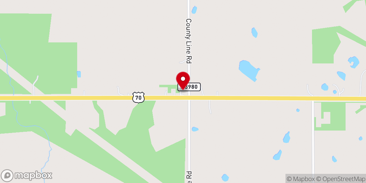 Map showing location of County Line Church