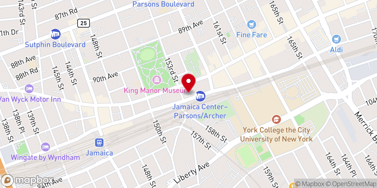 Map showing location of Jamaica Performing Arts Center (JPAC)