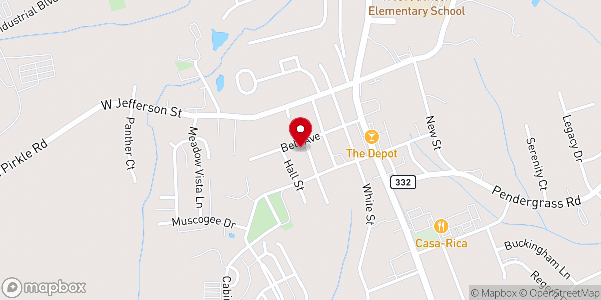 Map showing location of Hoschton United Methodist Church