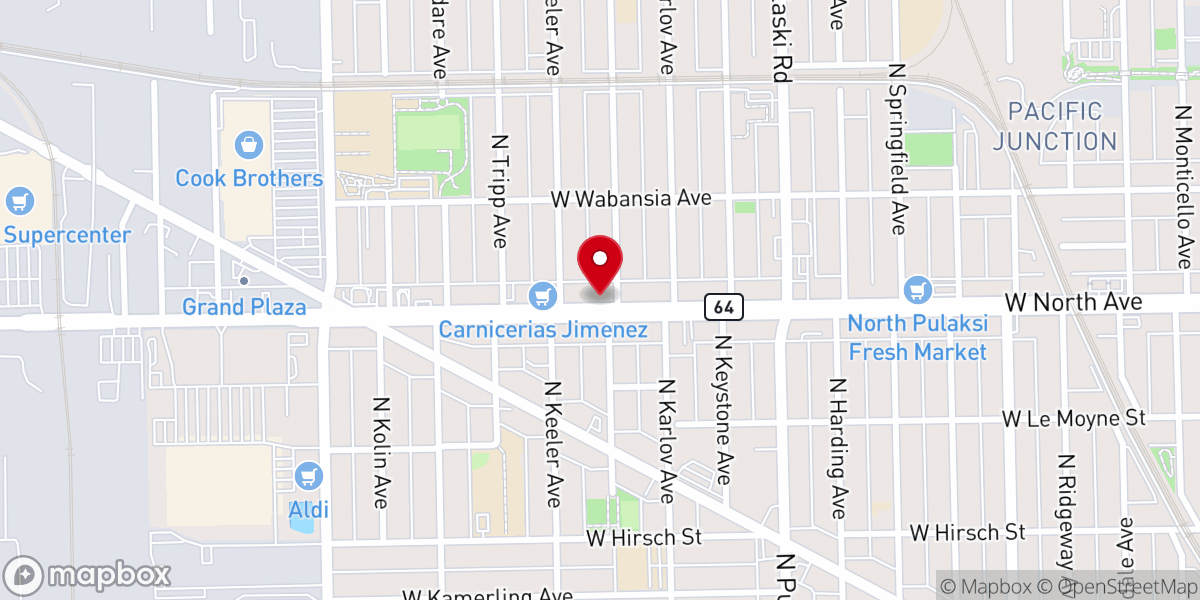 Map showing location of Chicago Northwest Hispanic Seventh-day Adventist Church