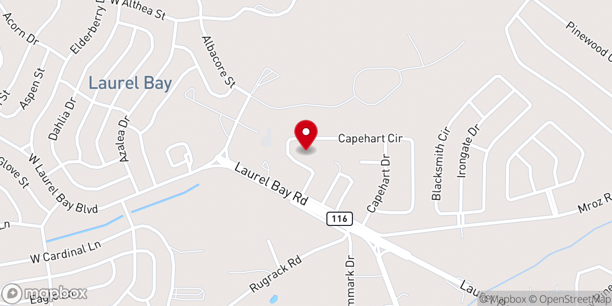 Map showing location of Laurel Bay Church