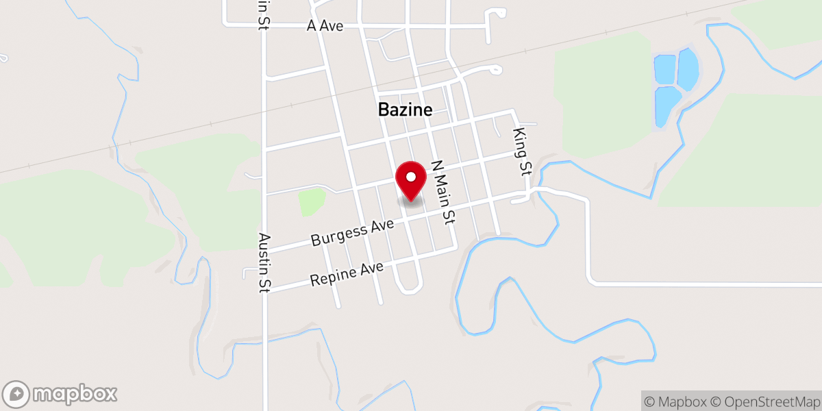 Map showing location of Bazine Methodist Church