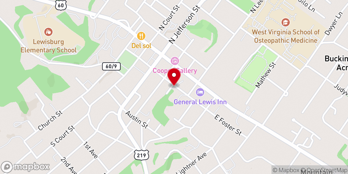 Map showing location of John Wesley Methodist Church