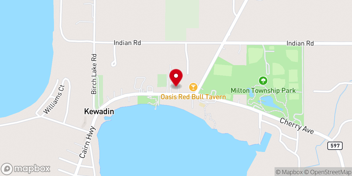 Map showing location of Kewadin Community Church
