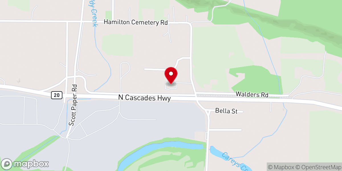 Map showing location of Hamilton First Baptist Church