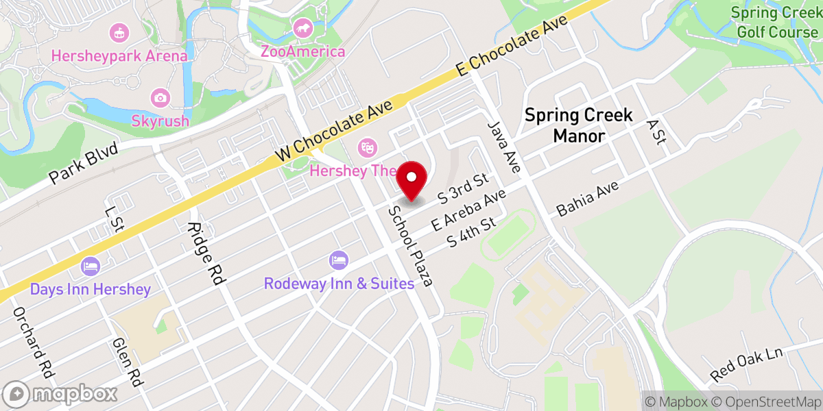 Map showing location of Life Church Hershey