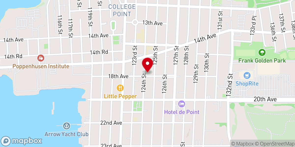 Map showing location of Iglesia Cristiana: Fuente de Agua Viva. COLLEGE POINT. 11356