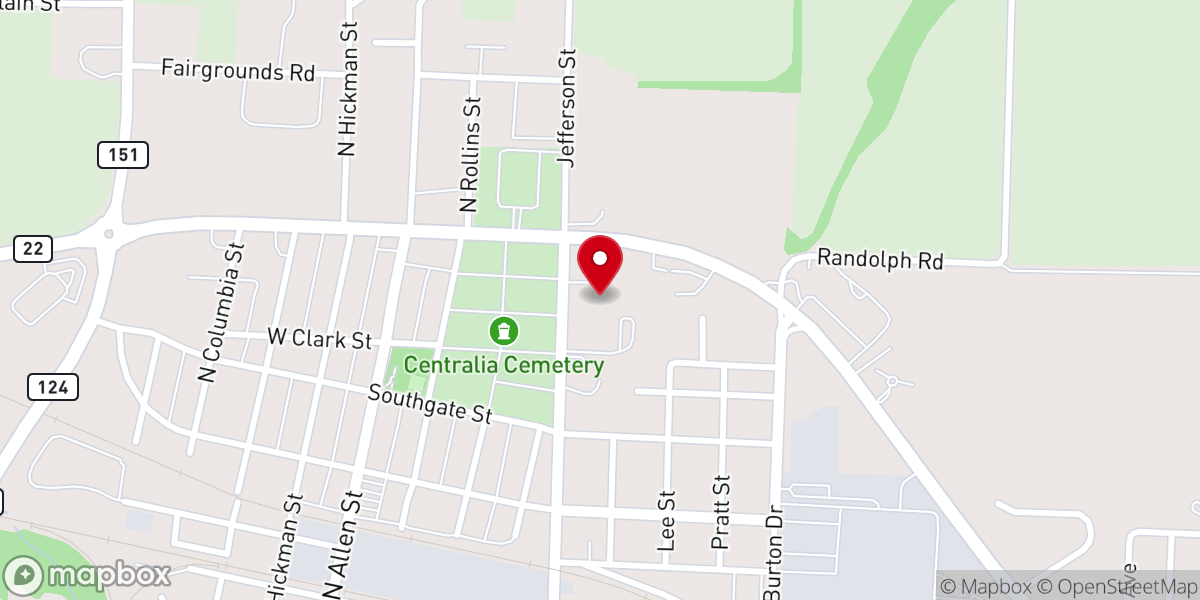 Map showing location of Refuge Church - Centralia