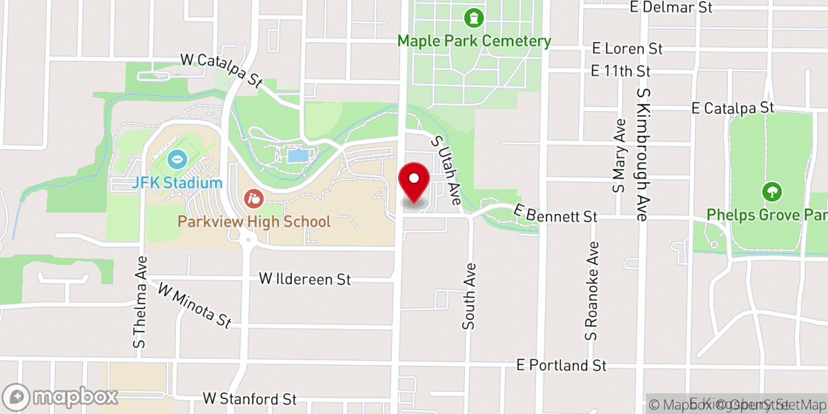 Map showing location of Parkview Christian Church