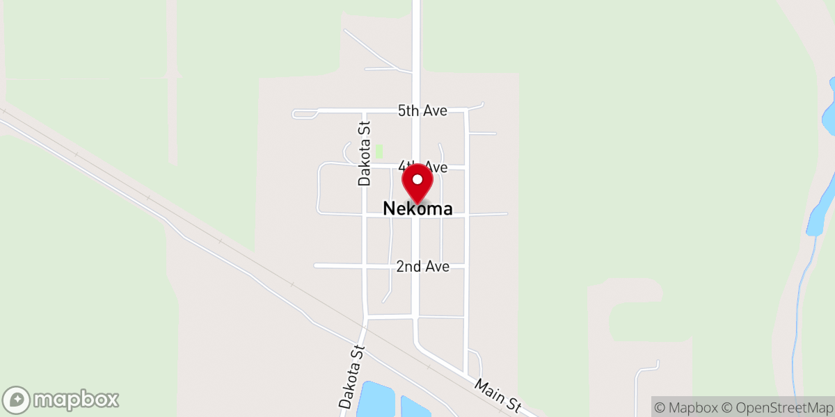 Map showing location of Nekoma Presbyterian Church