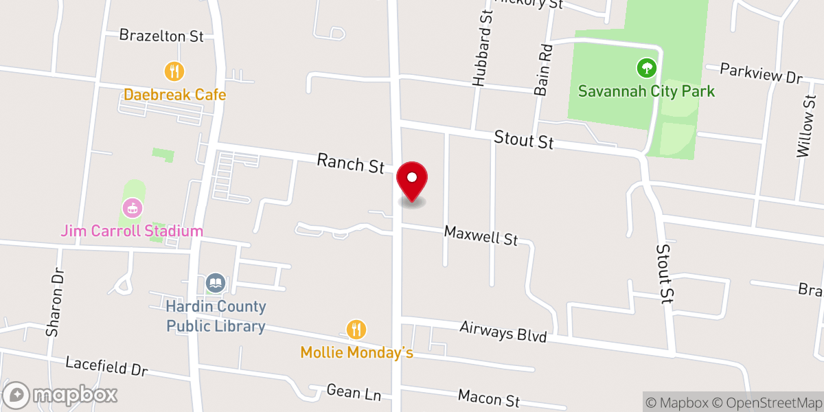 Map showing location of Hardin County Christian Ministry