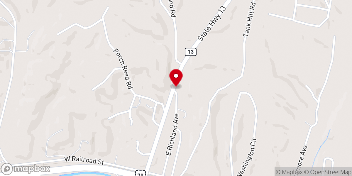 Map showing location of Richland Avenue Church-Christ