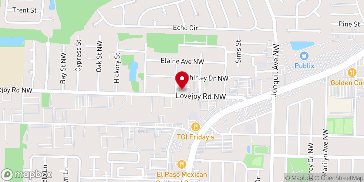 Map showing location of New Hope Christian Church