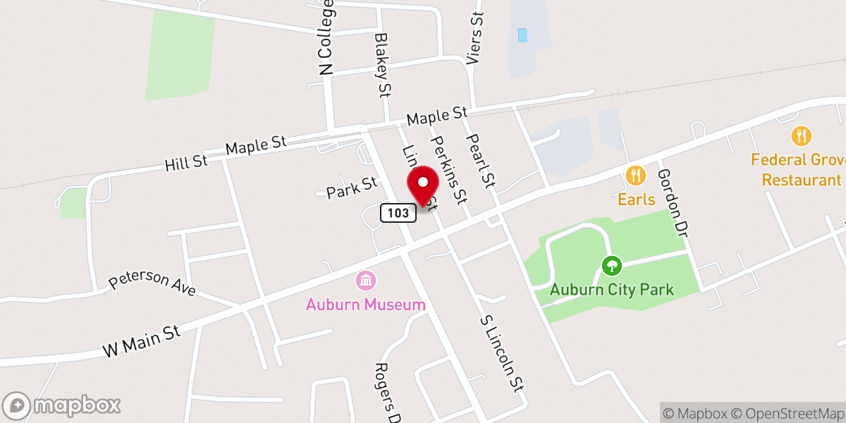 Map showing location of Auburn Baptist Church