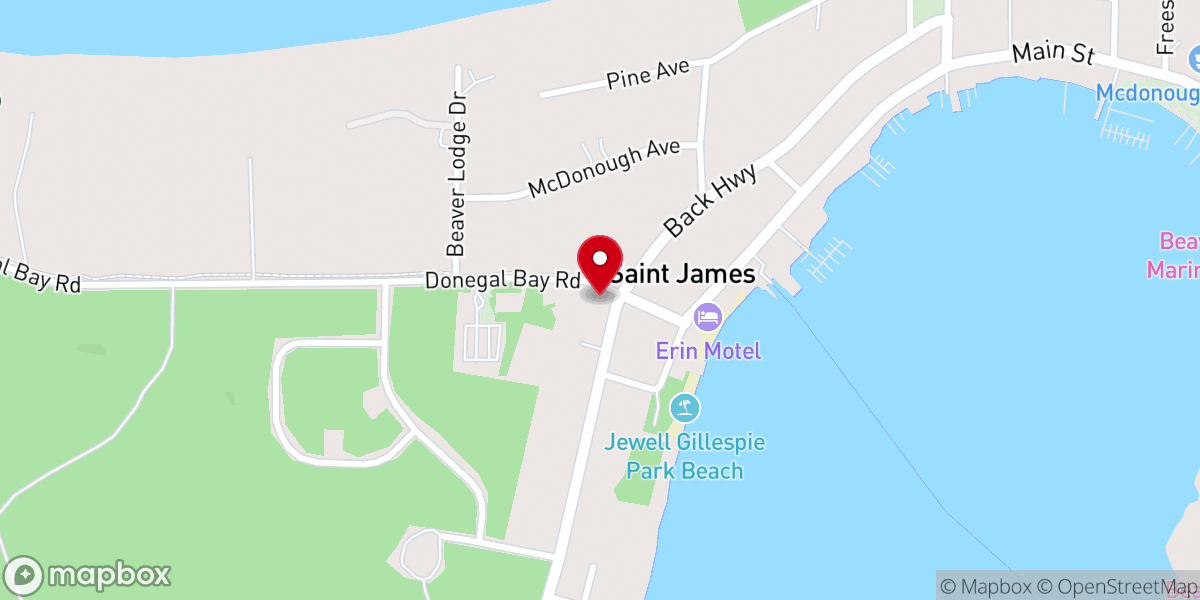 Map showing location of Emerald Isle Inn