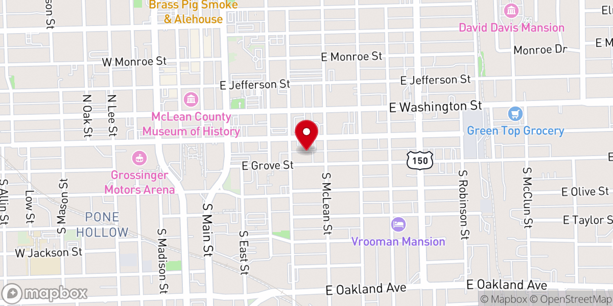 Map showing location of Trinity Lutheran Church Bloomington Illinois Charitable Trust