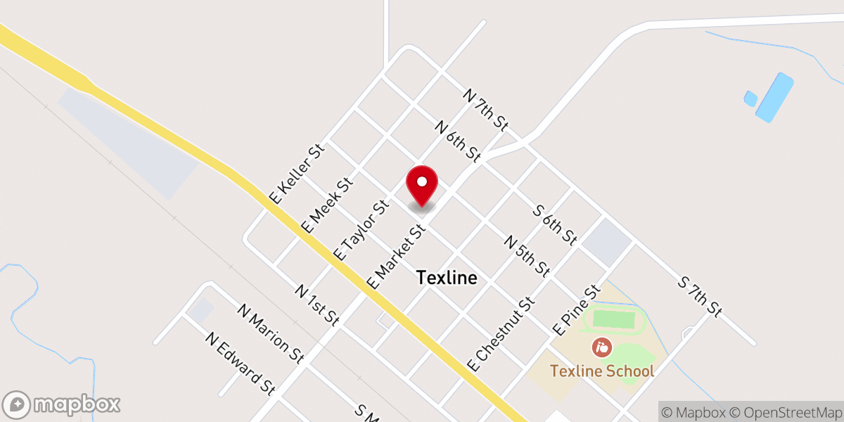 Map showing location of First Baptist Church of Texline