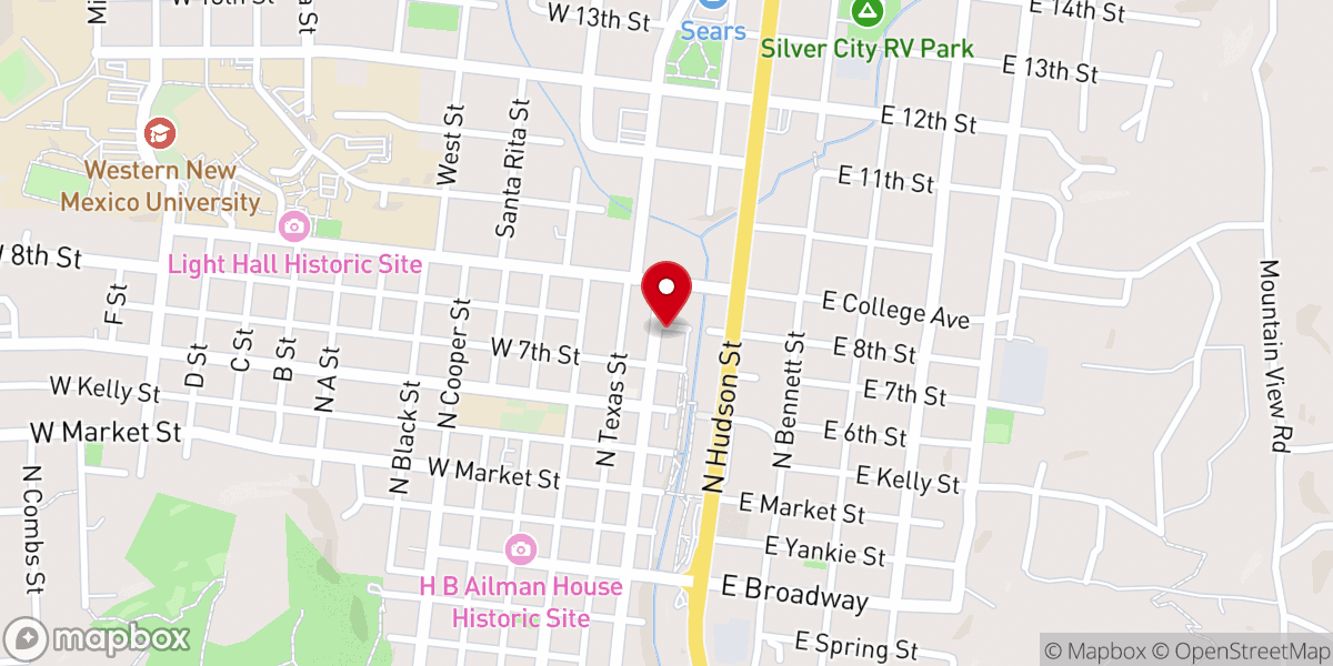 Map showing location of Silver City United Church of Christ