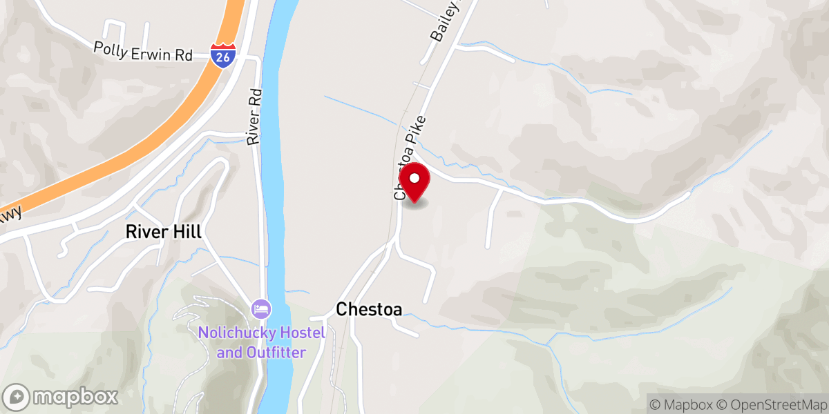 Map showing location of Chestoa Baptist Church