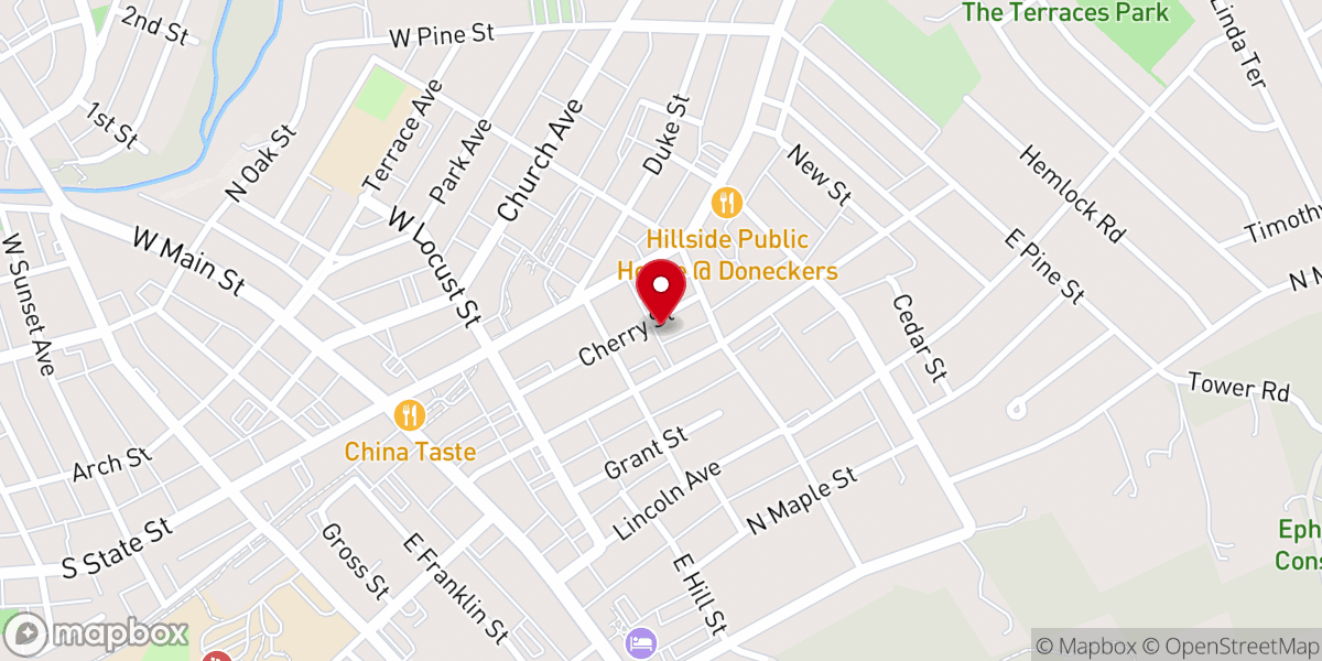 Map showing location of Ephrata Bible Chapel