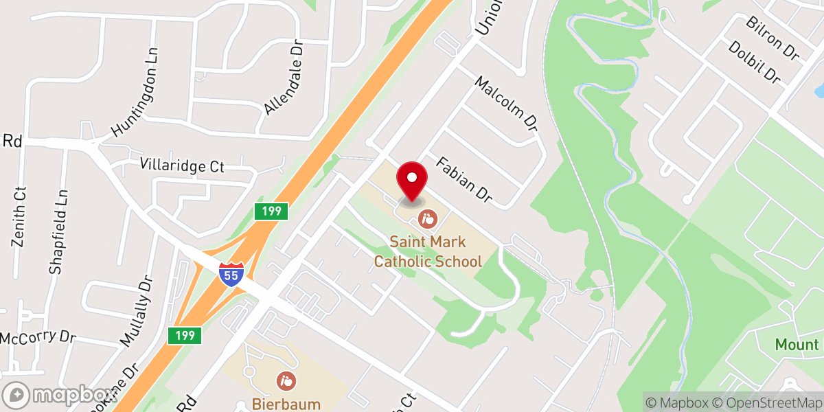 Map showing location of St. Mark Catholic Church