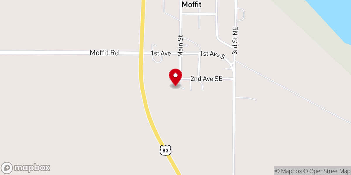 Map showing location of Amelia Bailey United Methodist Church of Moffit