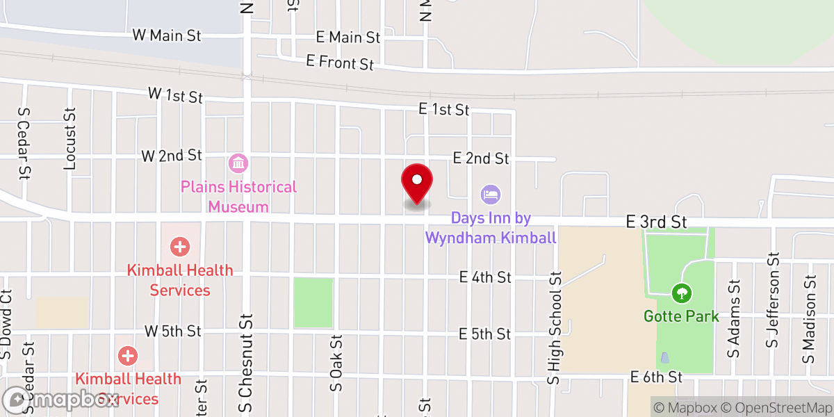 Map showing location of Kimball Assembly of God Church