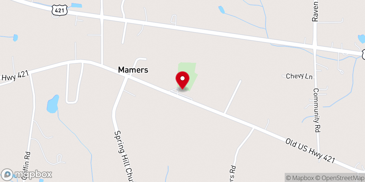 Map showing location of Antioch Baptist Church