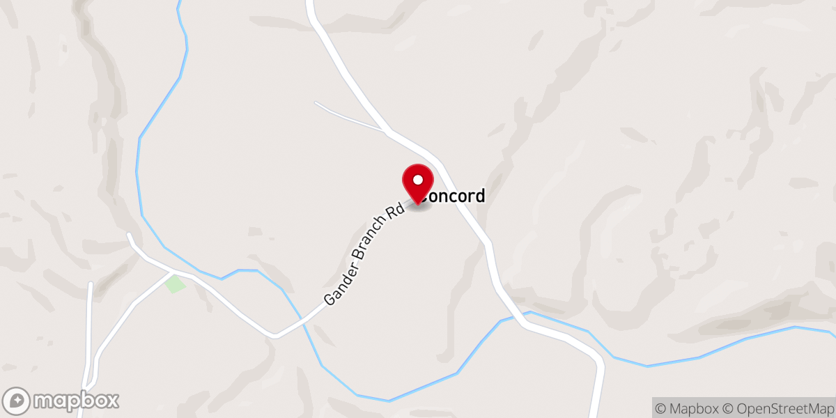Map showing location of Concord Cumberland Presbyterian Church