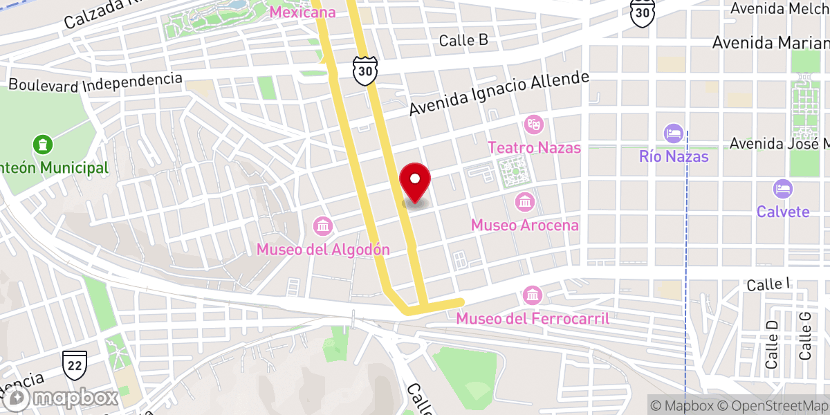 Map showing location of Parroquia De Nuestra Señora de Guadalupe, Torreón, Coah