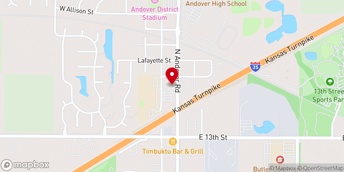 Map showing location of Andover United Methodist Church