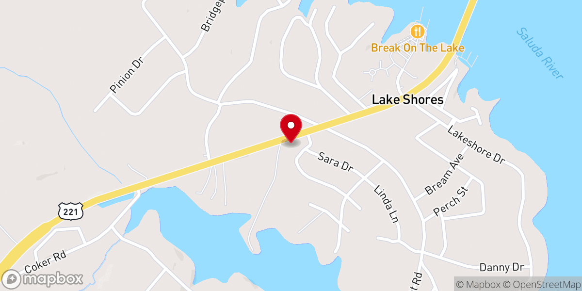 Map showing location of Lakeside Church