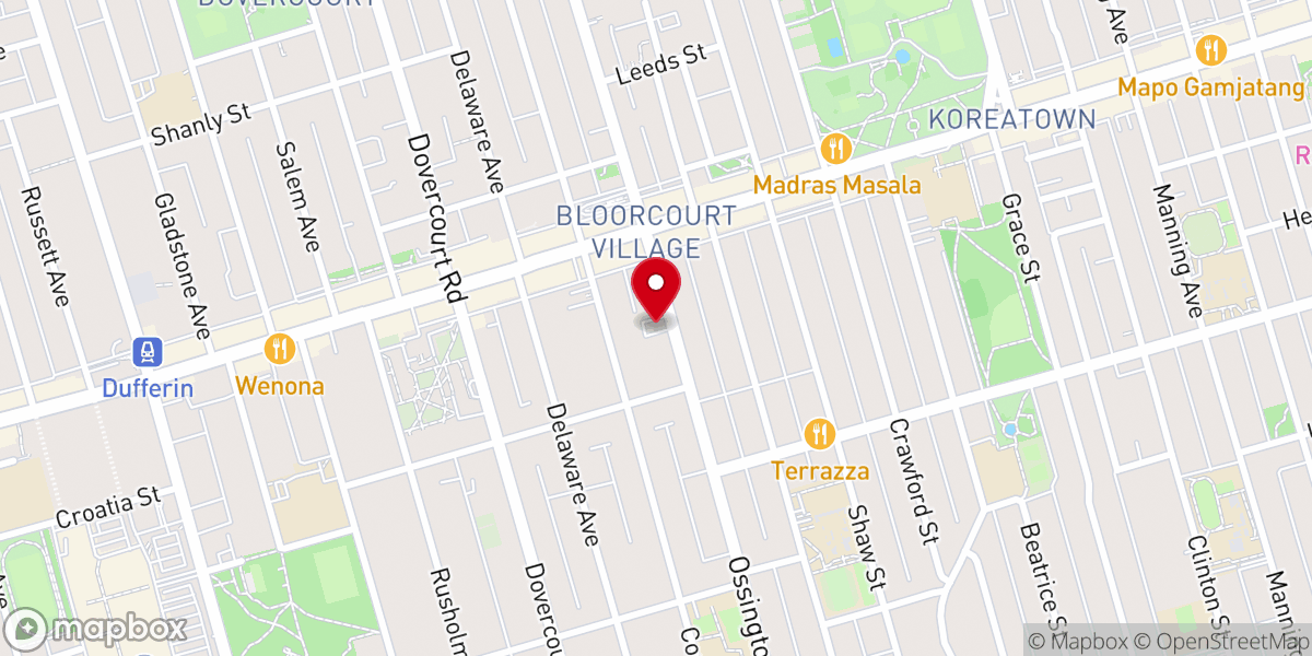 Map showing location of Ossington Pentecostal Church