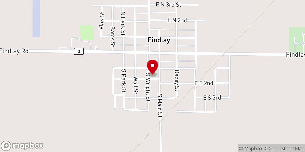 Map showing location of Findlay Community Center