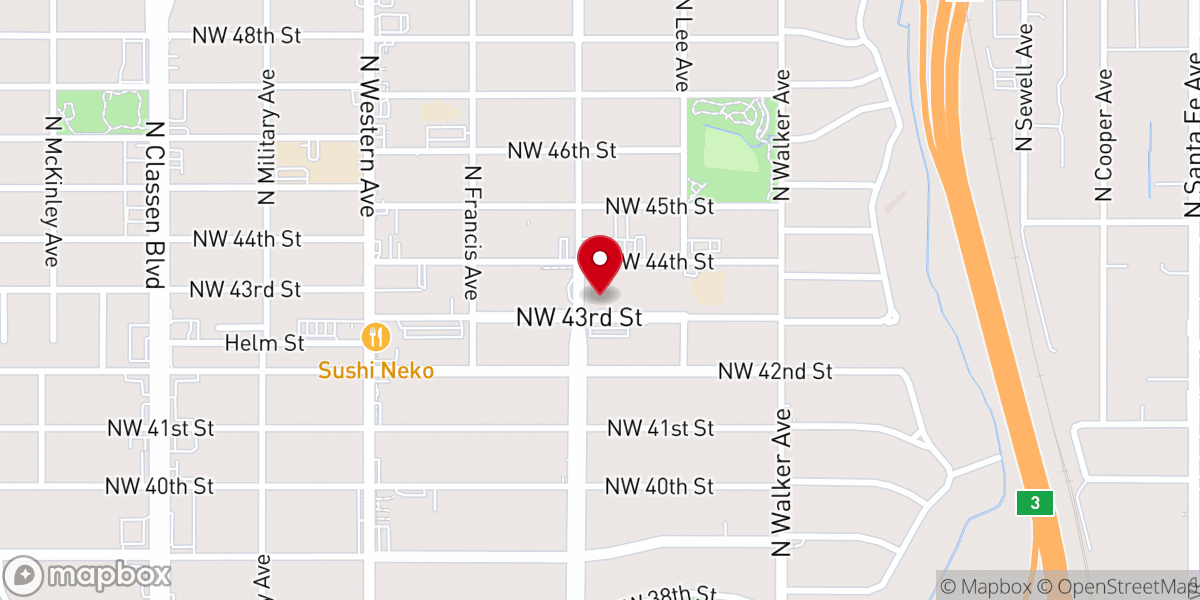 Map showing location of Westminster Presbyterian Church