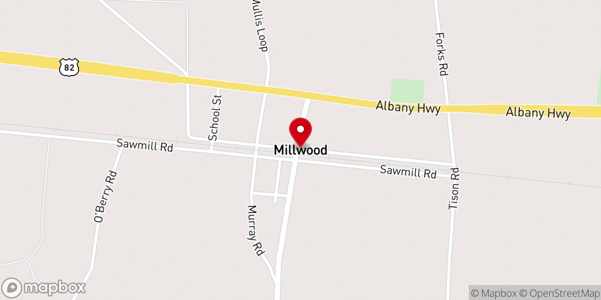 Map showing location of Millwood