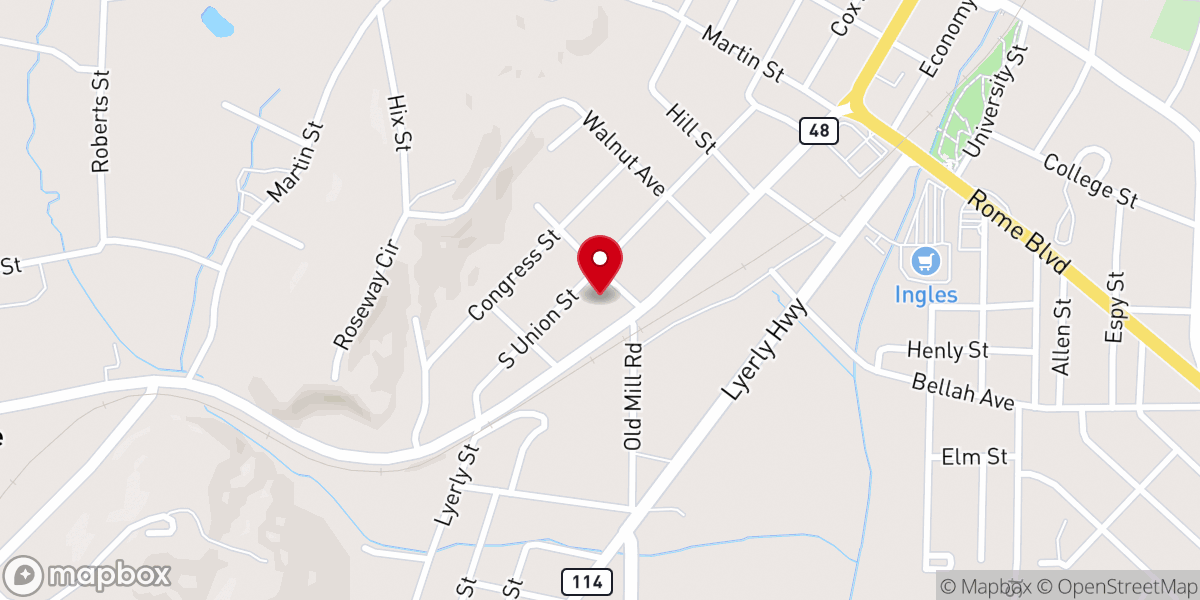 Map showing location of South Summerville Baptist Church