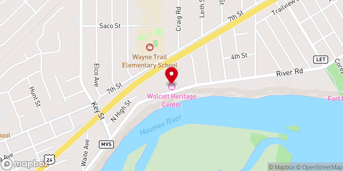 Map showing location of Wolcott Heritage Center