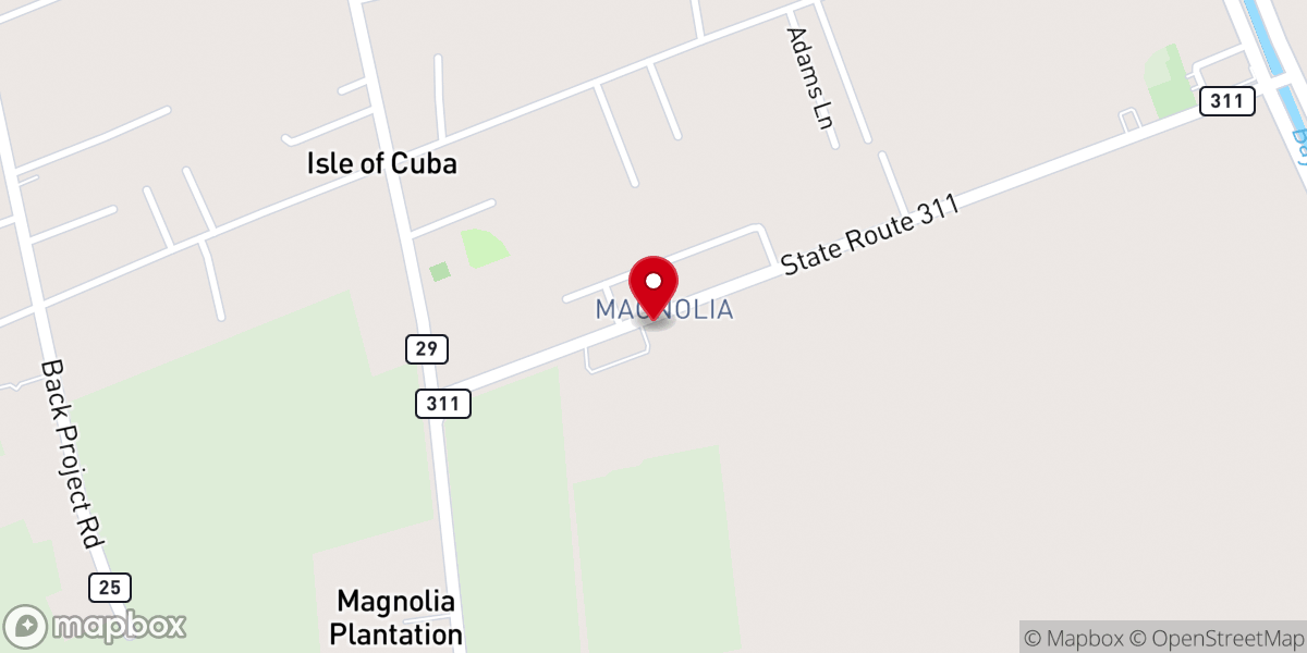 Map showing location of New Magnolia Baptist Church