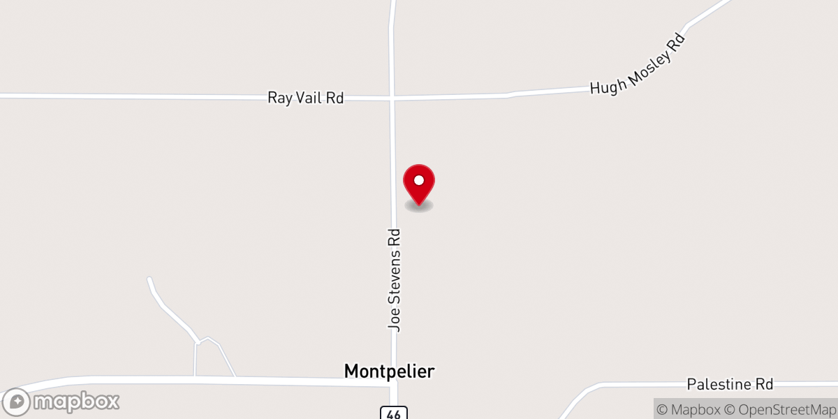 Map showing location of New Montpelier Baptist Church
