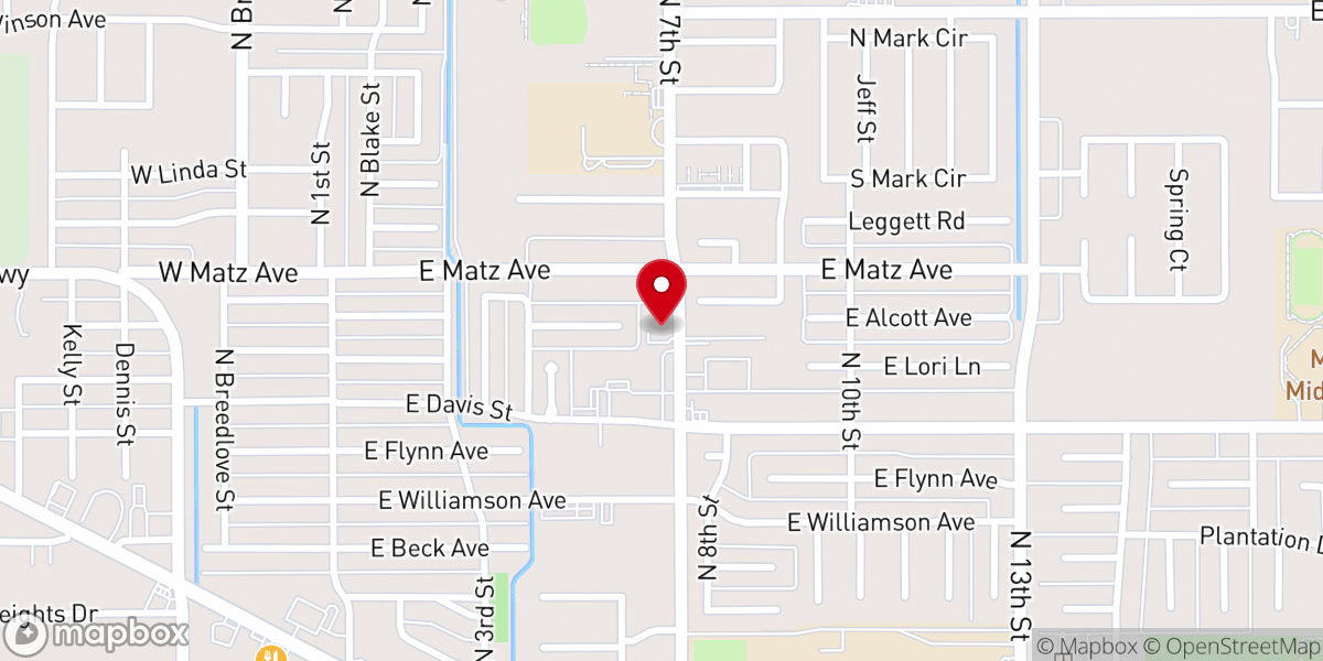 Map showing location of North 7th Street Church of Christ