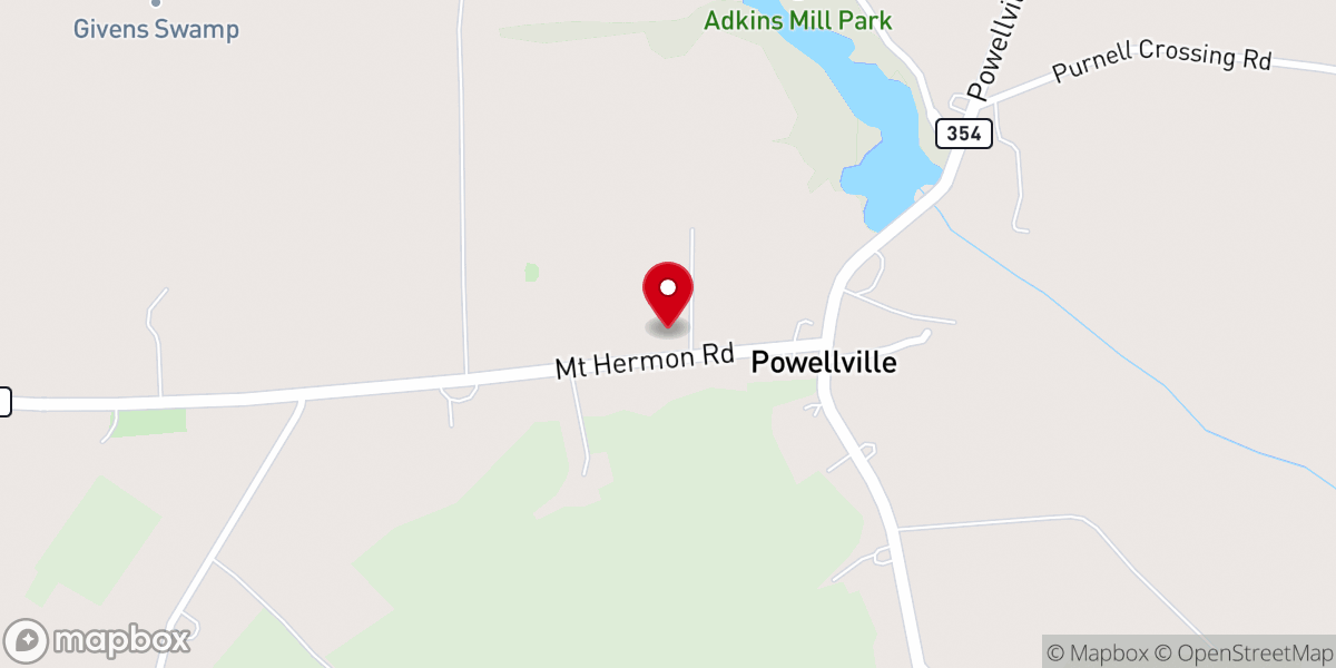 Map showing location of Powellville Methodist Church