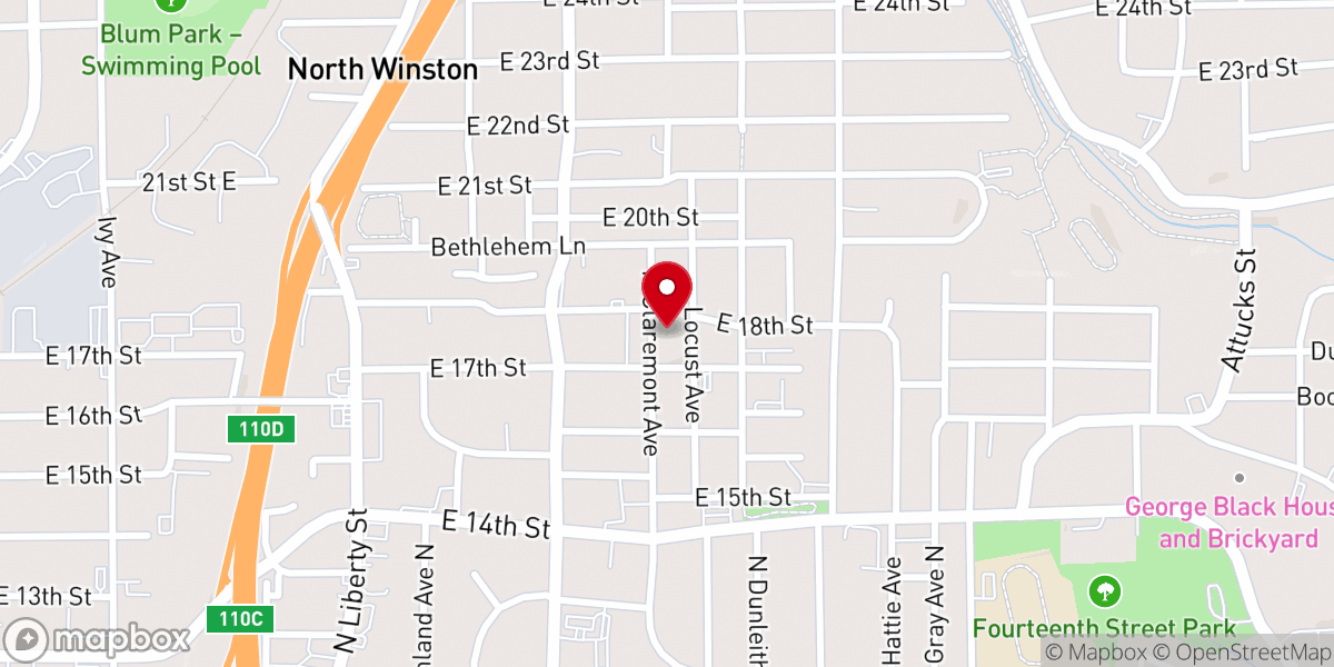 Map showing location of Bethlehem Missionary Baptist Church