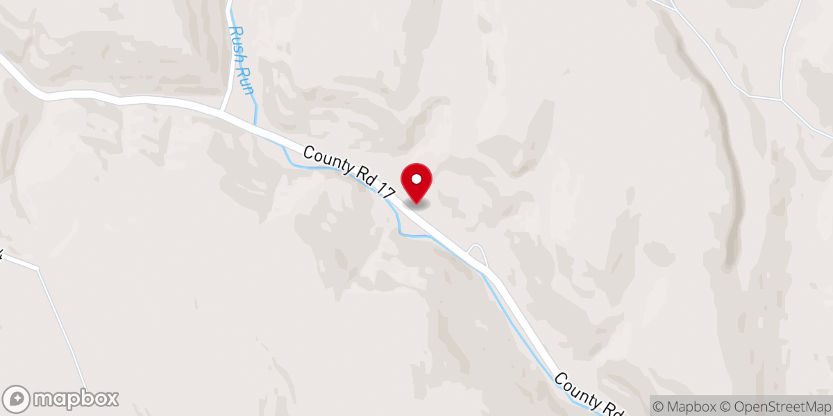 Map showing location of Rush Run Chapel