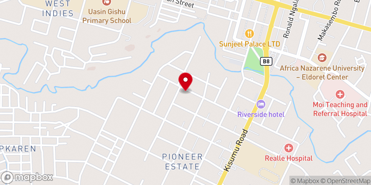 Map showing location of Hope Chapel Eldoret