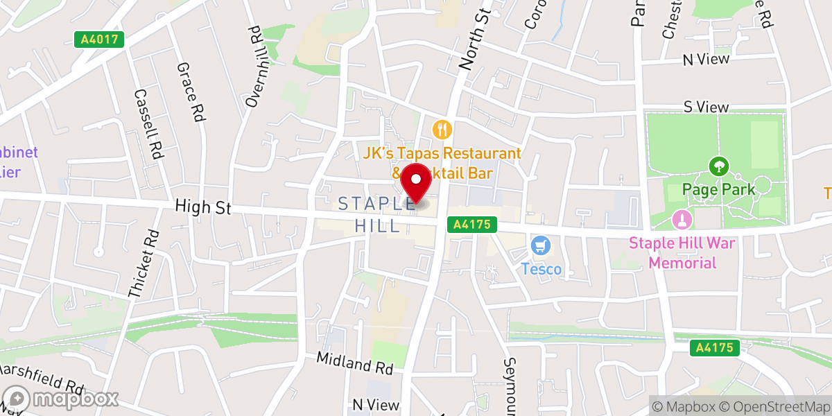 Map showing location of Staple Hill Methodist Church