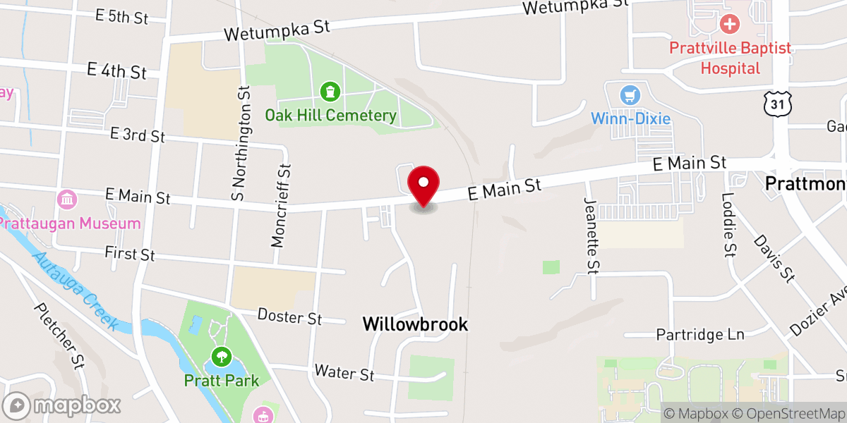Map showing location of Fountain City Baptist Church
