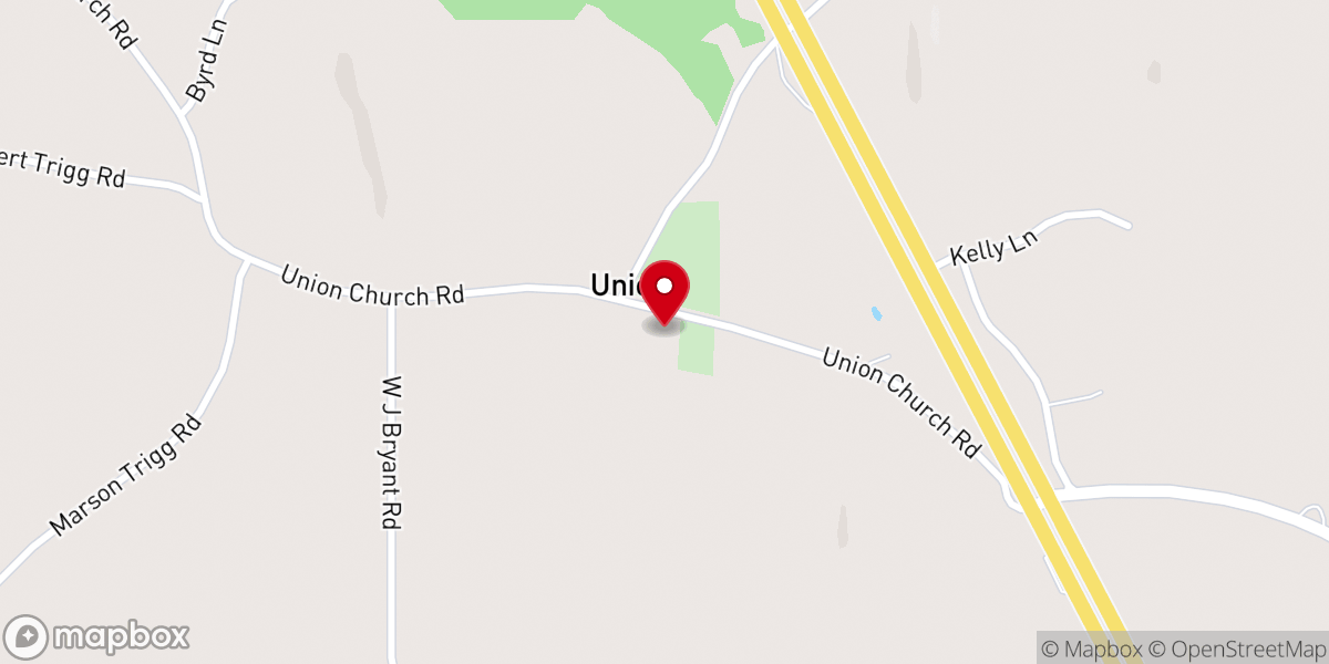 Map showing location of Union Baptist Church