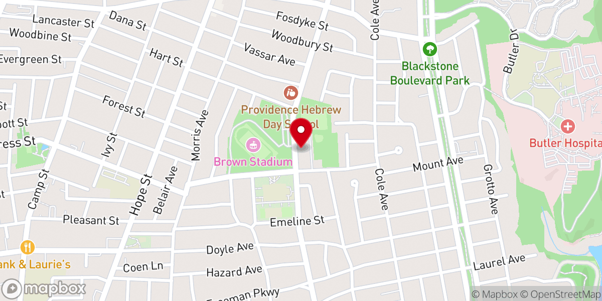 Map showing location of Congregation Beth Sholom